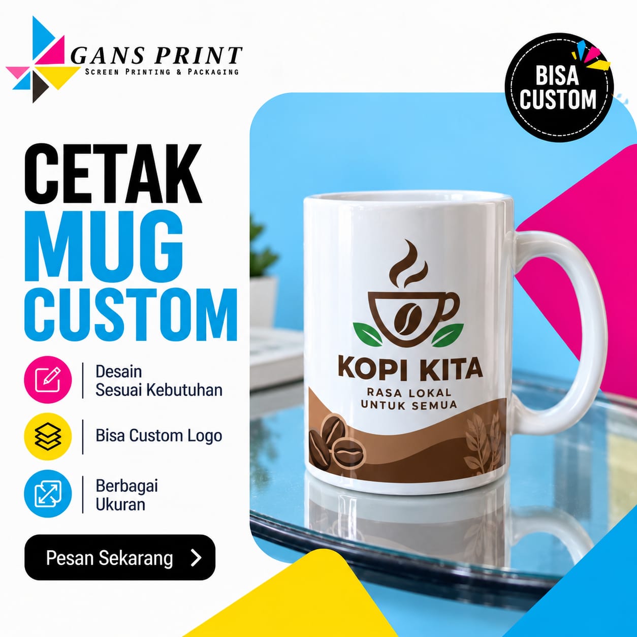 Mug Keramik SNI Sublim Full Color + Box