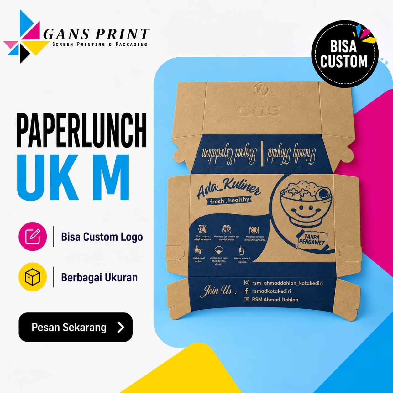 Paper Lunch Box Food Grade Size M & L