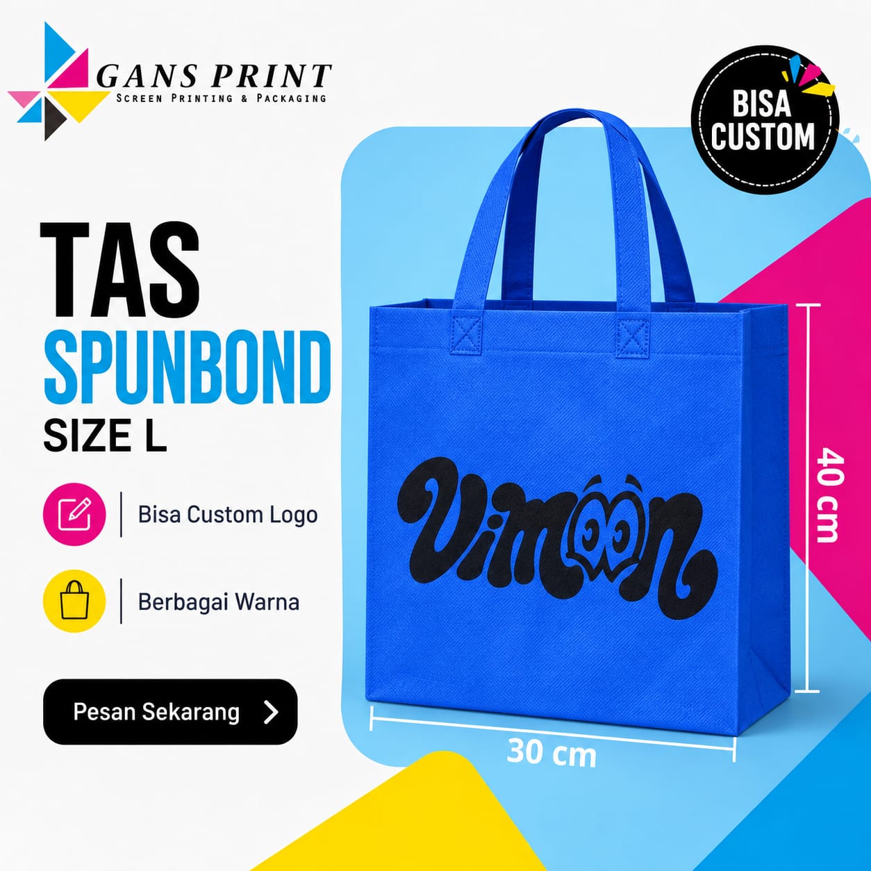 Tas Spunbond Sablon Press Handle Lipat Samping